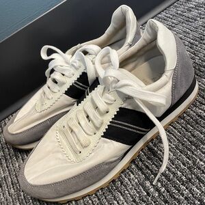 brunello cucinelli white nylon monili & grosgrain ribbon trim sneakers size 39.5